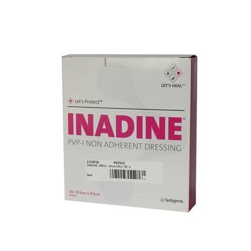 Inadine PVP-I Non-Adherent Dressing 9.5cm x 9.5cm, Brown - Box/25 PD1512